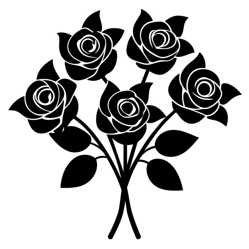 Black and white roses on a white background vector