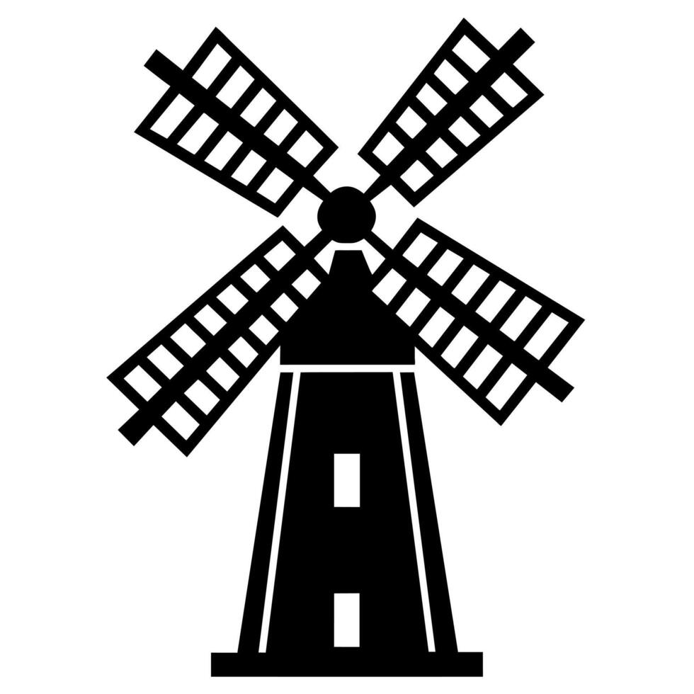 A black and white windmill icon on a white background vector