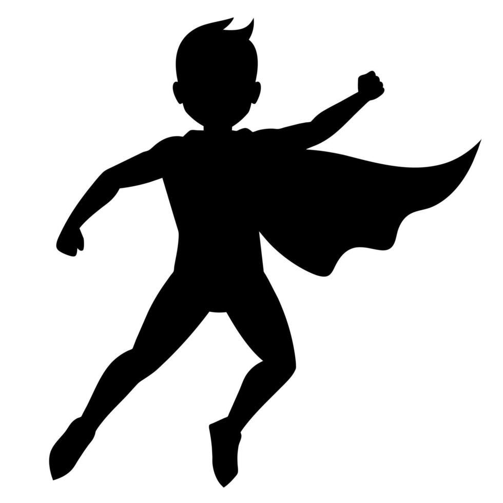 A silhouette of a boy in a superhero costume vector