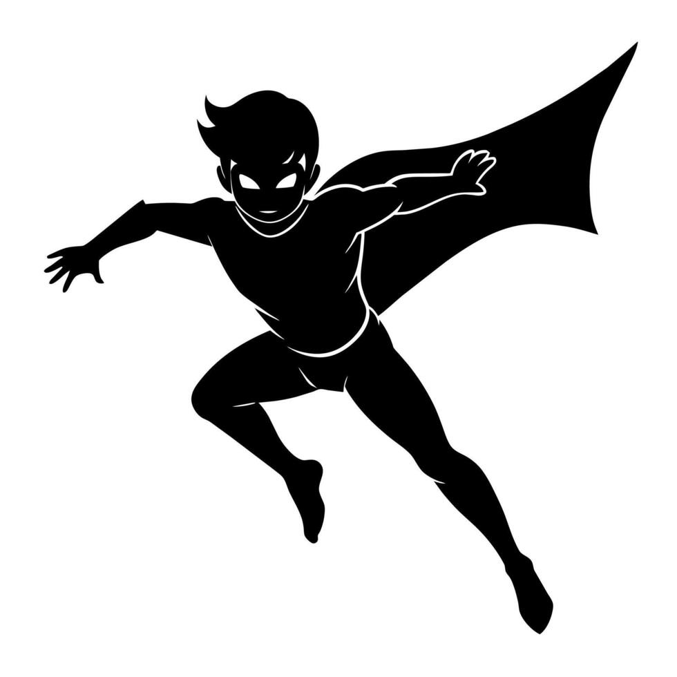 Silhouette of a superhero in black and white vector