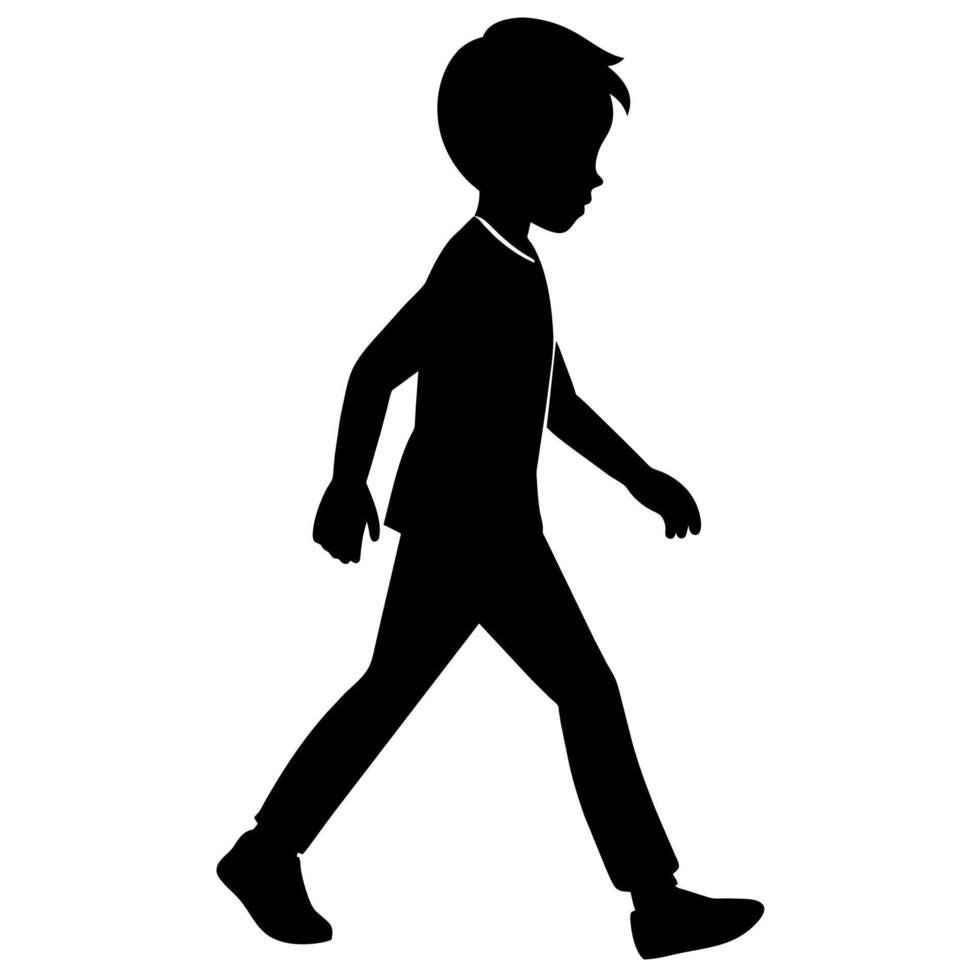 Silhouette of a boy walking vector