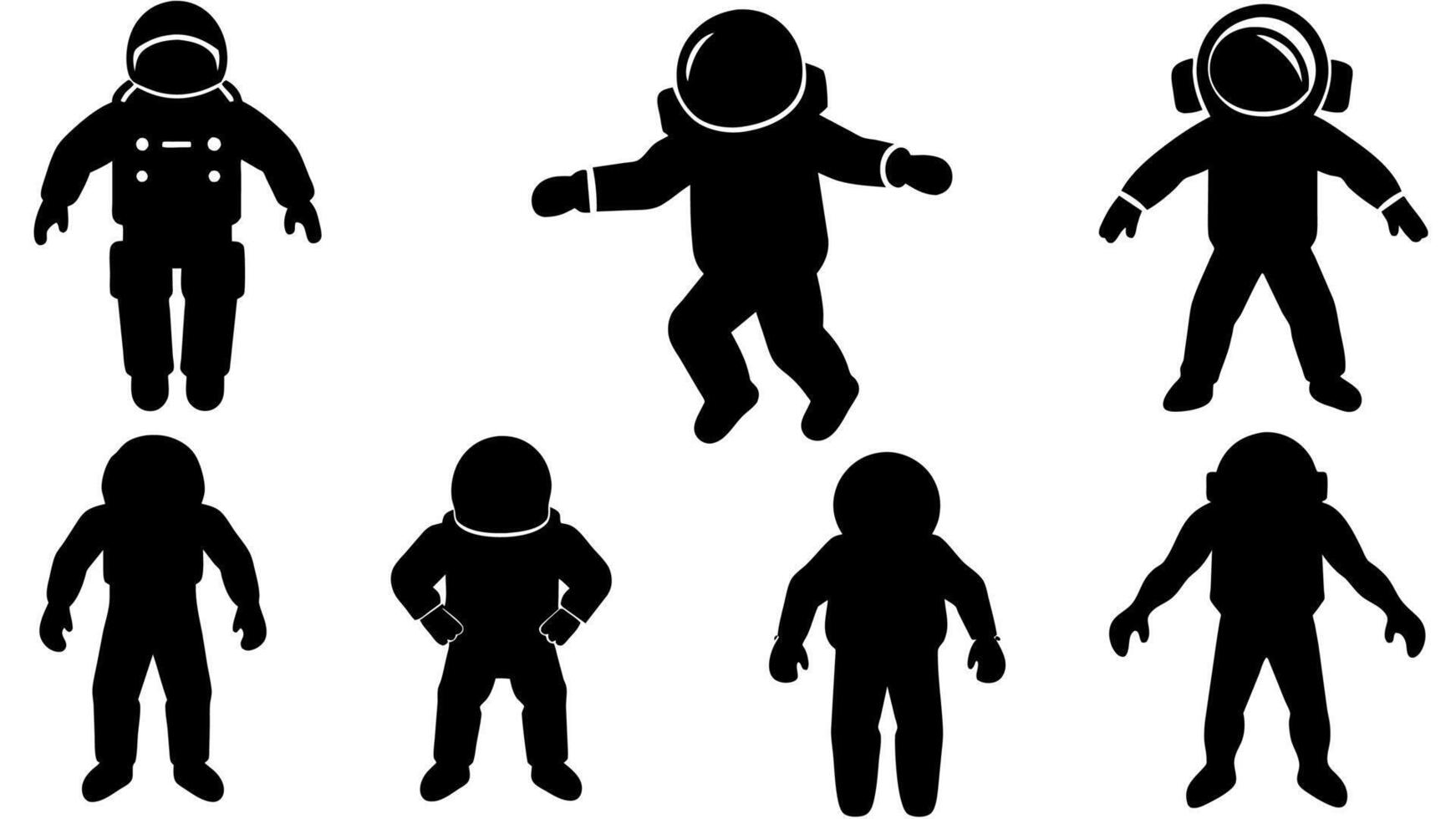 Black silhouettes of people in space suits vector