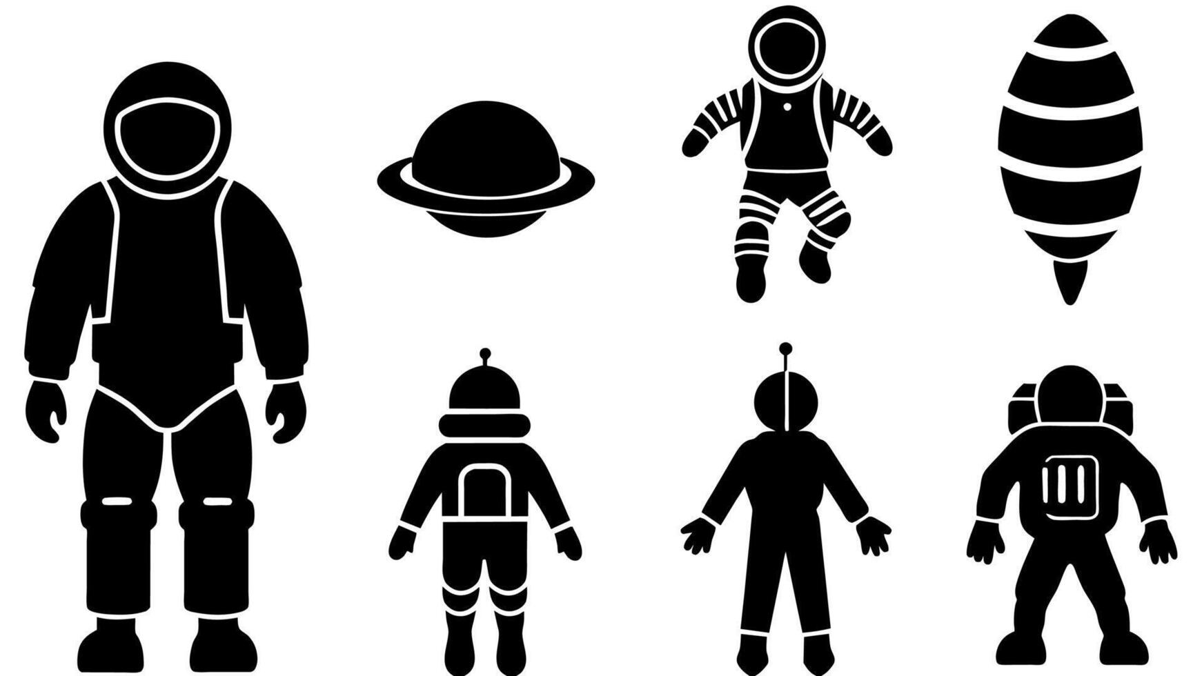 Astronaut silhouettes set vector