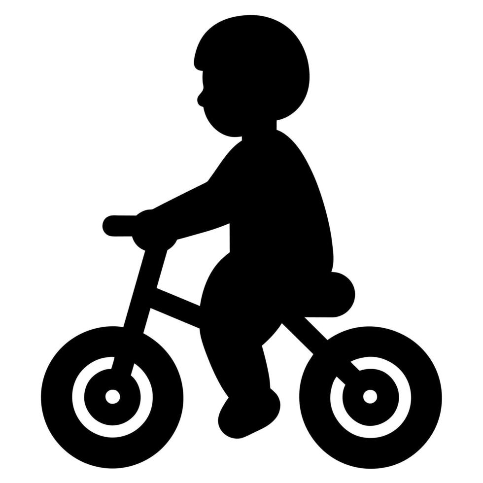 A silhouette of a child riding a bike vector