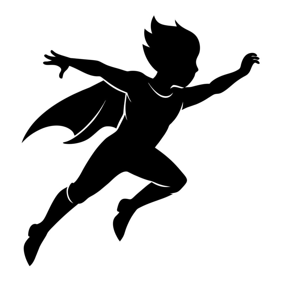 A silhouette of a boy in a superhero costume vector