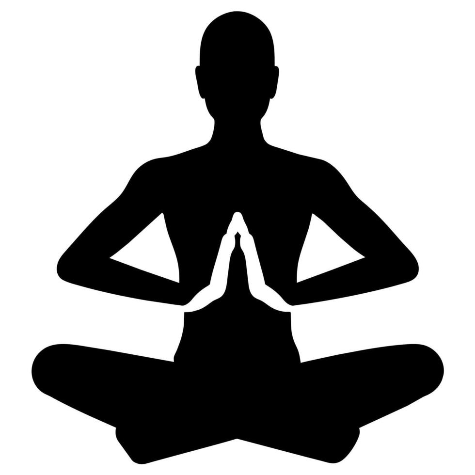 Silhouette of a man in yoga pose vector