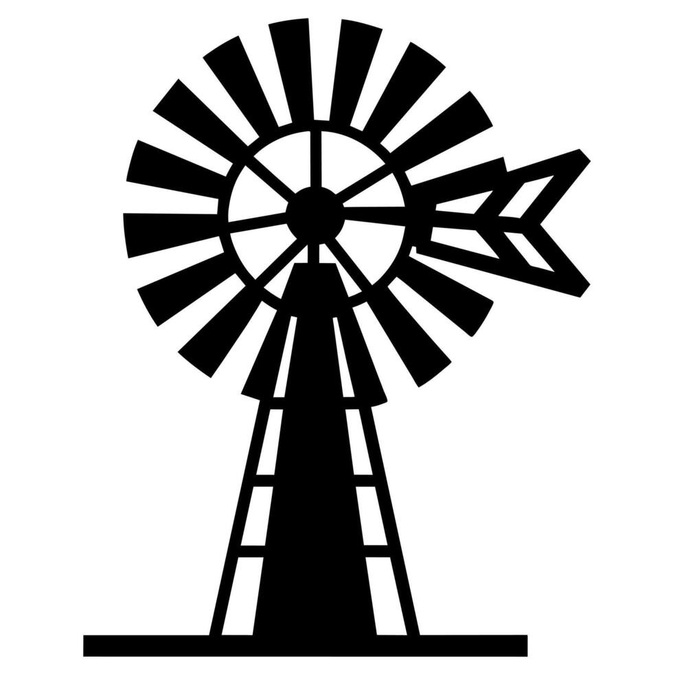 A black and white windmill silhouette on a white background vector