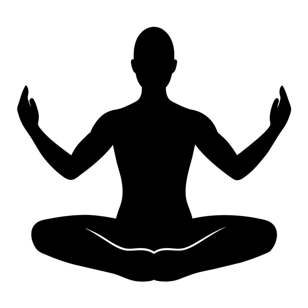 Silhouette of a man sitting in lotus position vector