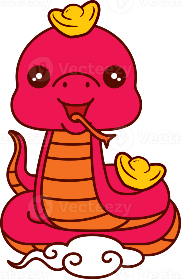 Chinese New Year illustration design with cute snake cartoon png