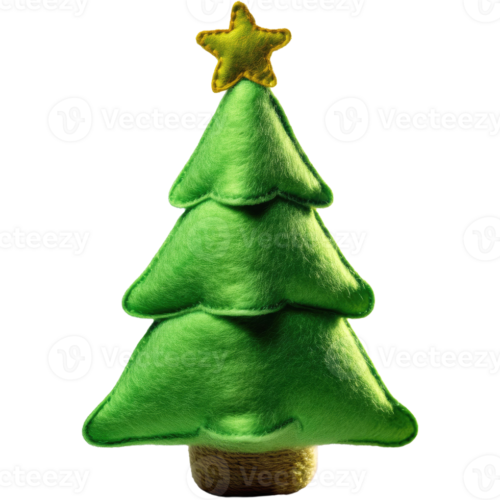 Christmas tree cute felt toy decorated with green gold star png