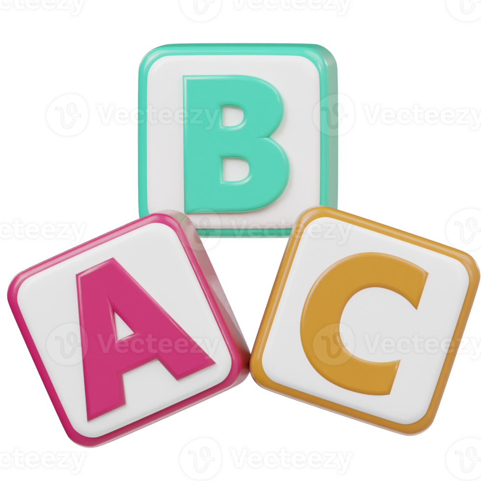 Abc block icon 3d render illustration png