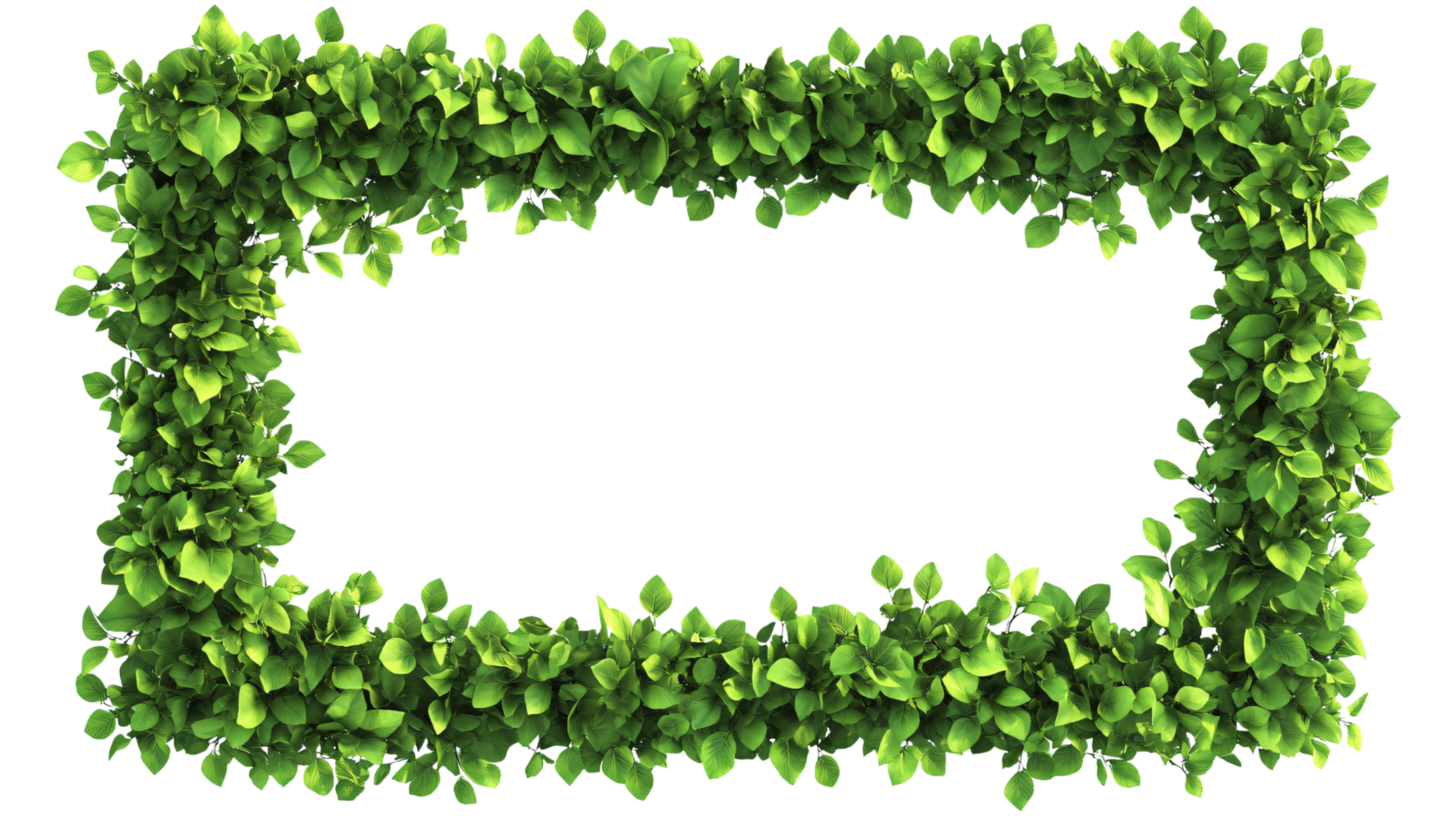 Rectangular frame border fresh dense green leaves natural element isolated on background png