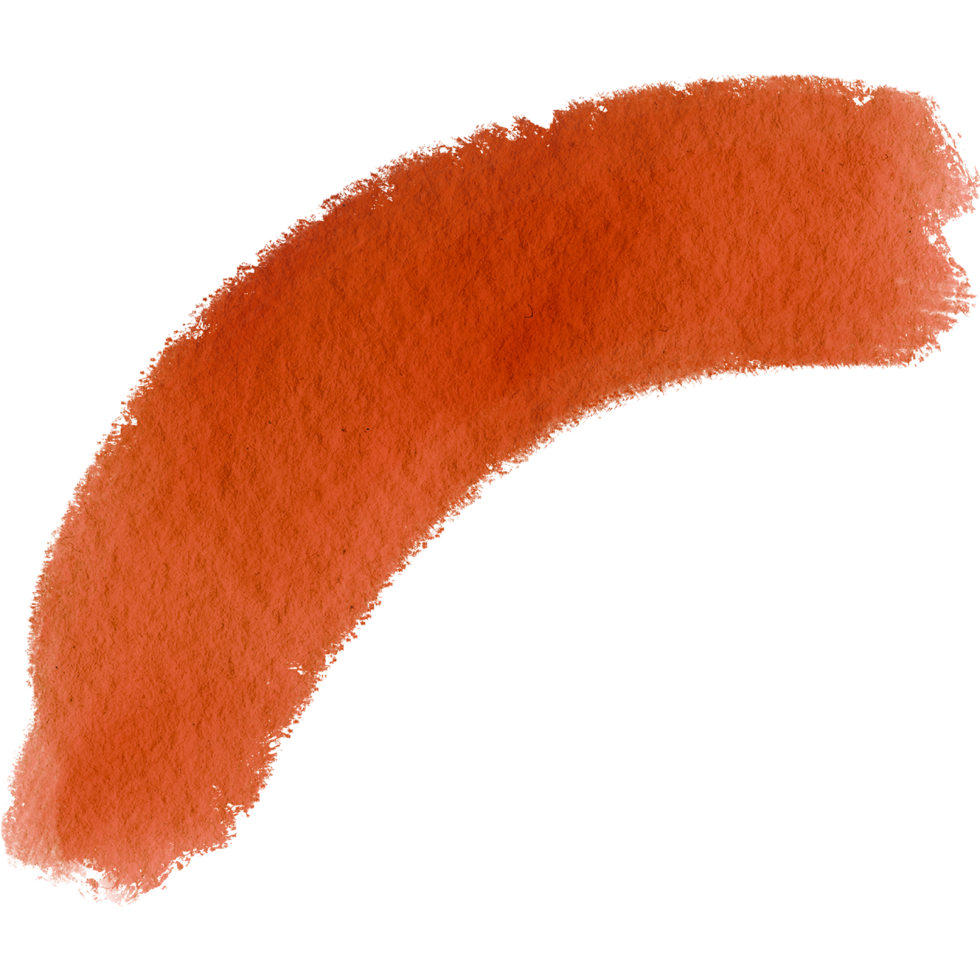 A soft Orange brush stroke with a rough grunge finish and a watercolor inspired texture png