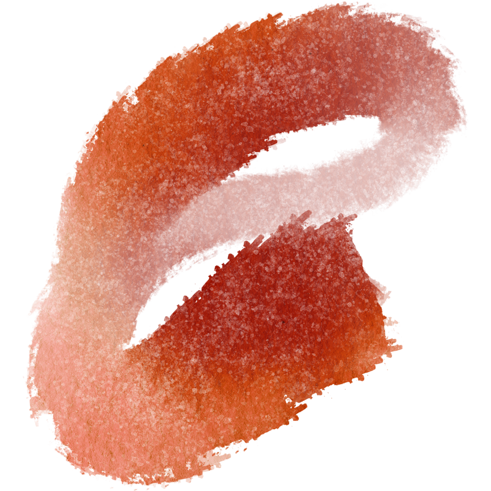 Orange brush stroke with textured edges dissolving into delicate watercolor gradients png