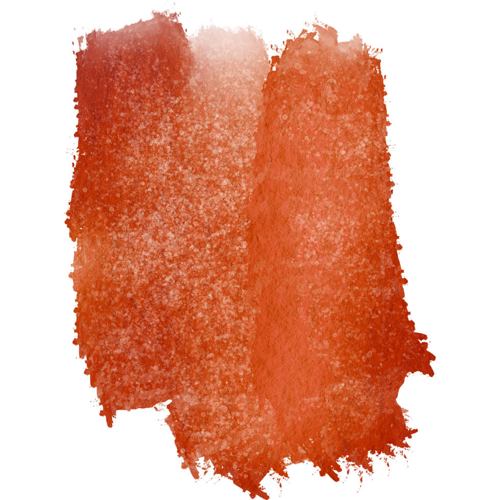 Orange brush stroke with gritty texture dissolving into delicate watercolor washes png