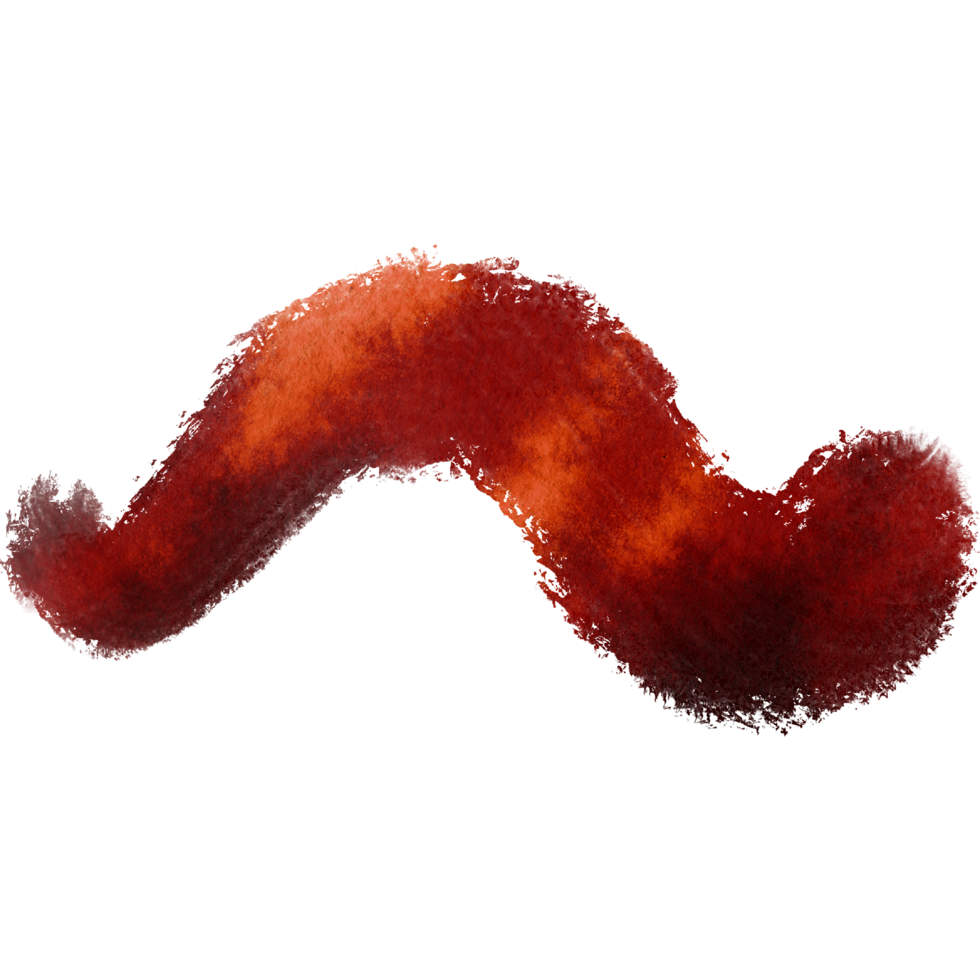 A Orange brush stroke with rugged textures blending into delicate watercolor washes png