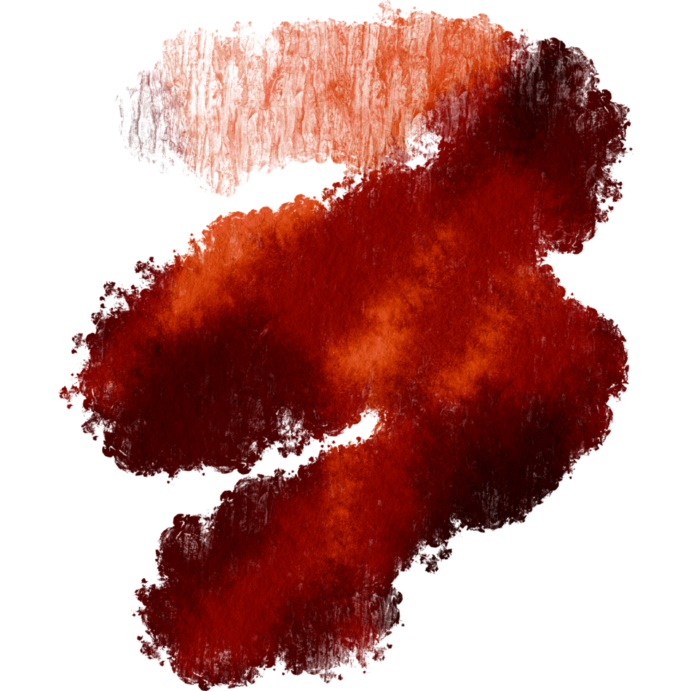 A Orange stroke dissolving from rough textures into gentle watercolor washes png