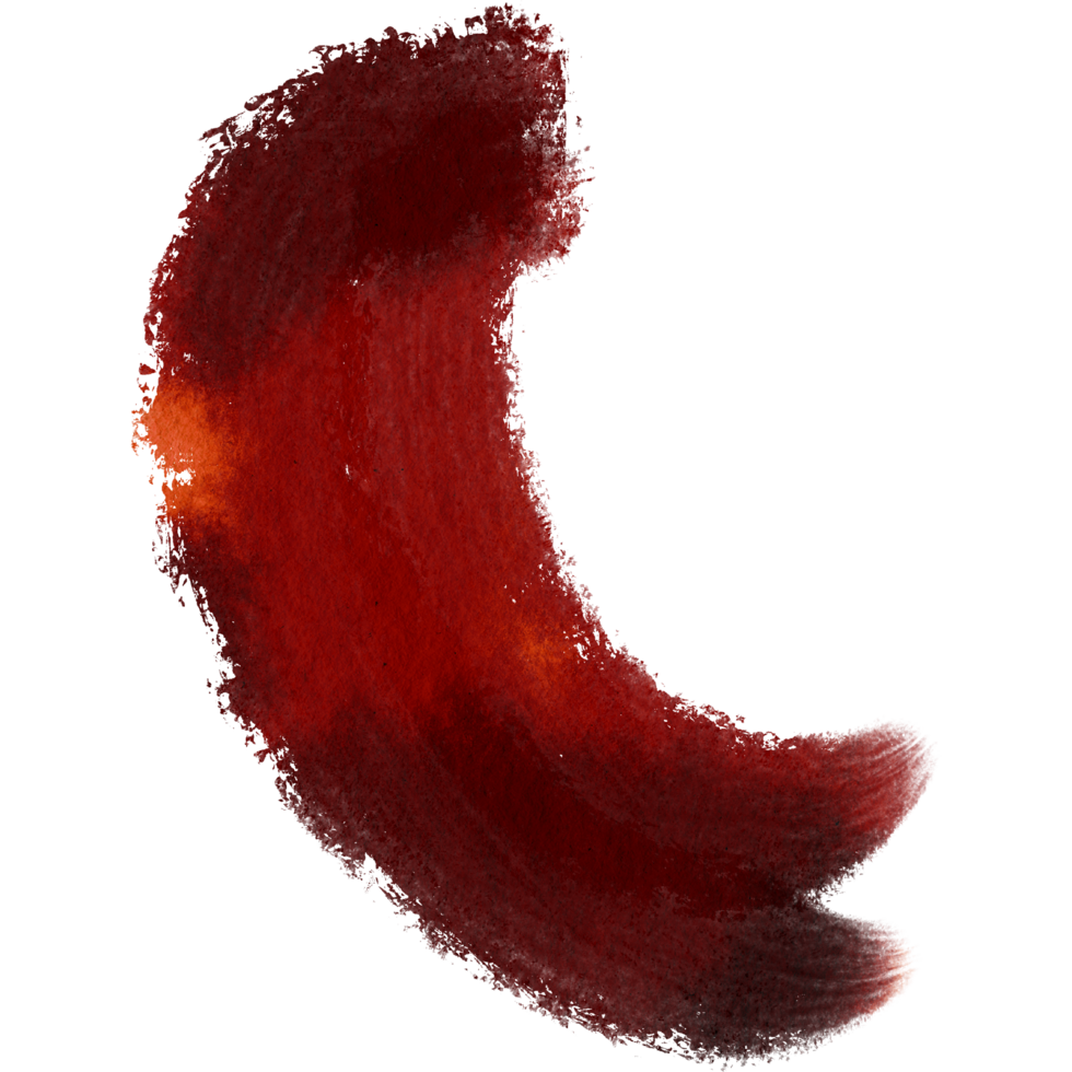 Orange stroke blending rough textures into smooth watercolor gradients png