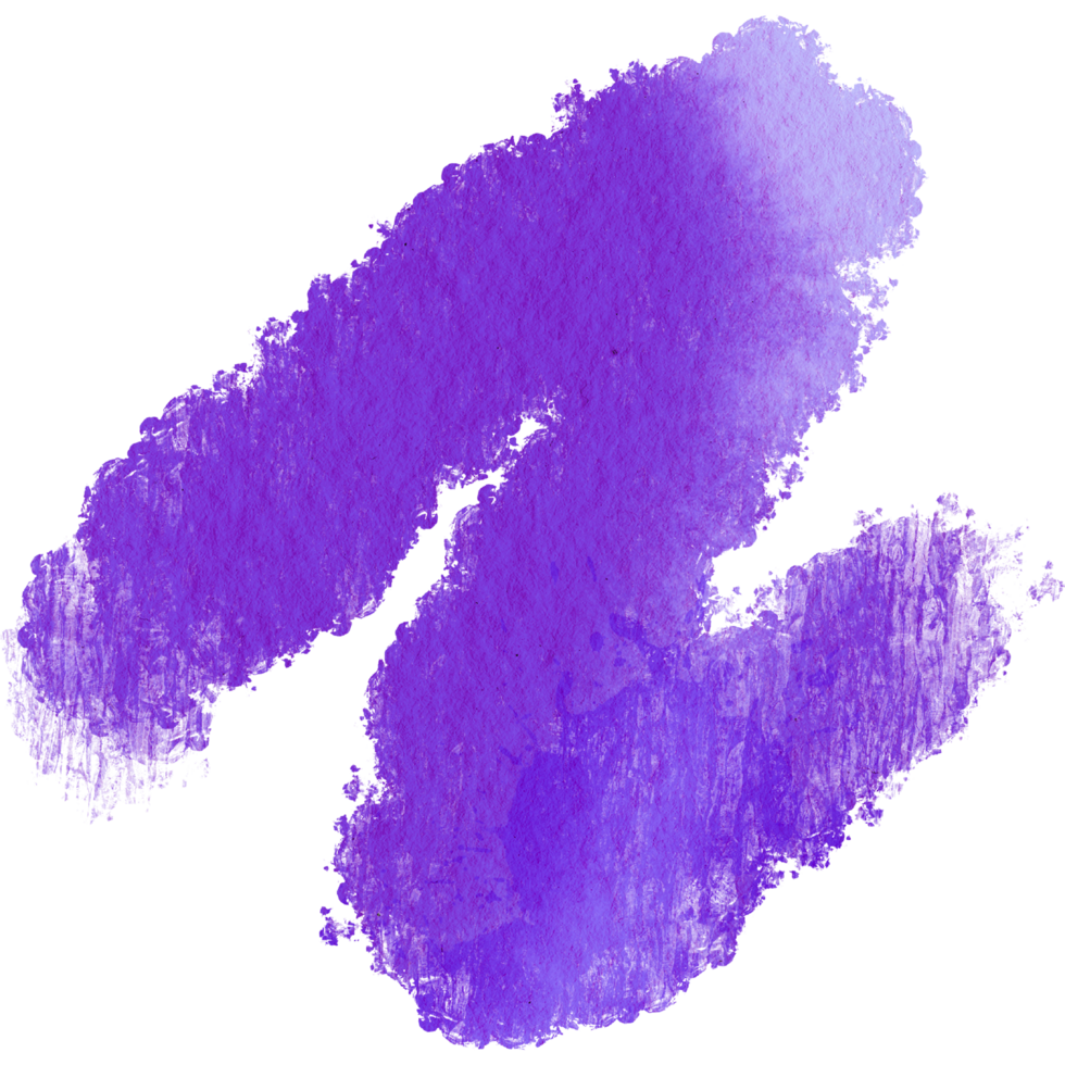 A rugged Purple watercolor stroke with raw grunge textures and soft blending png