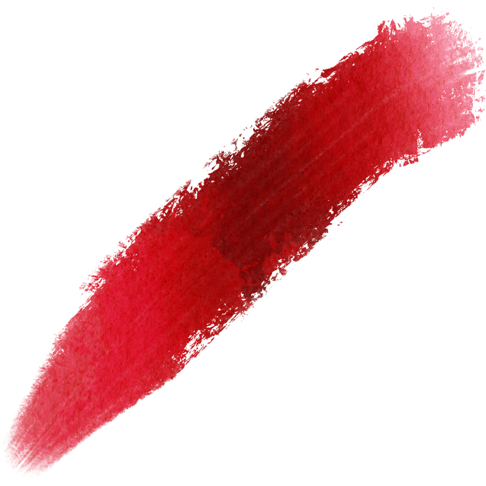 A rough Red brush stroke with raw edges and smooth watercolor blending png