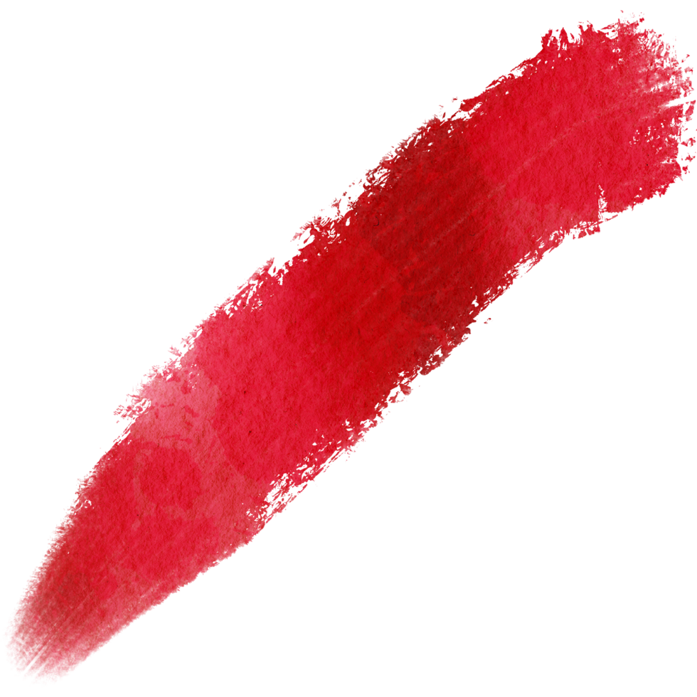 Smooth Red brush stroke with rugged edges and soft watercolor blending png