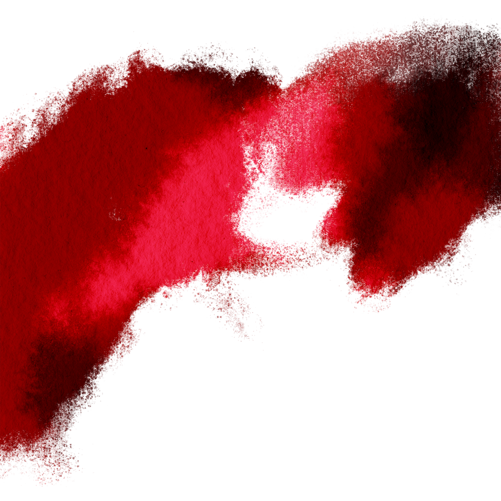 A textured Red stroke with rough textures and a seamless watercolor transition png