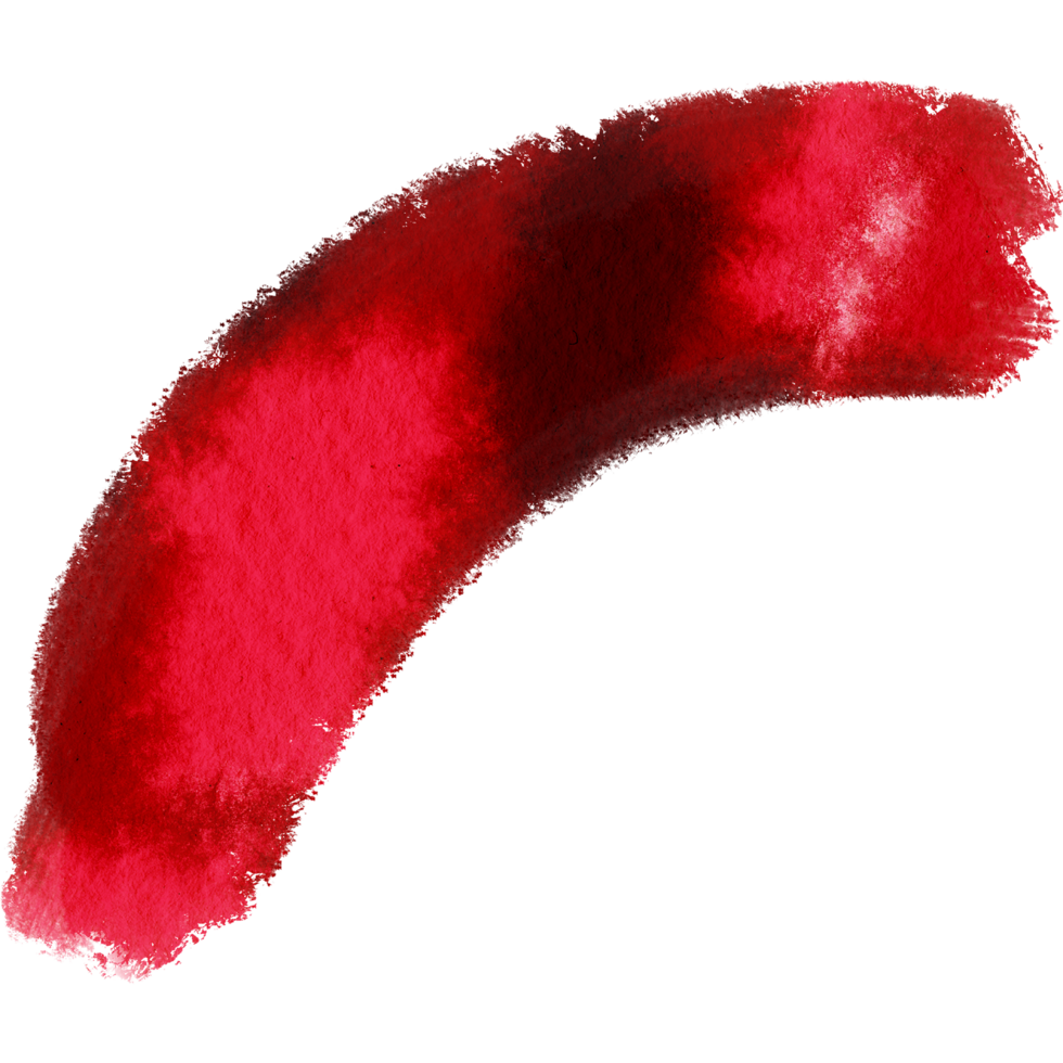 A Red brush stroke with rough grunge textures and fluid watercolor blending png