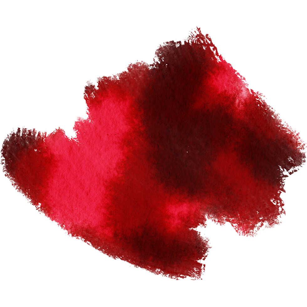A textured Red brush stroke with rough edges and seamless watercolor blending png