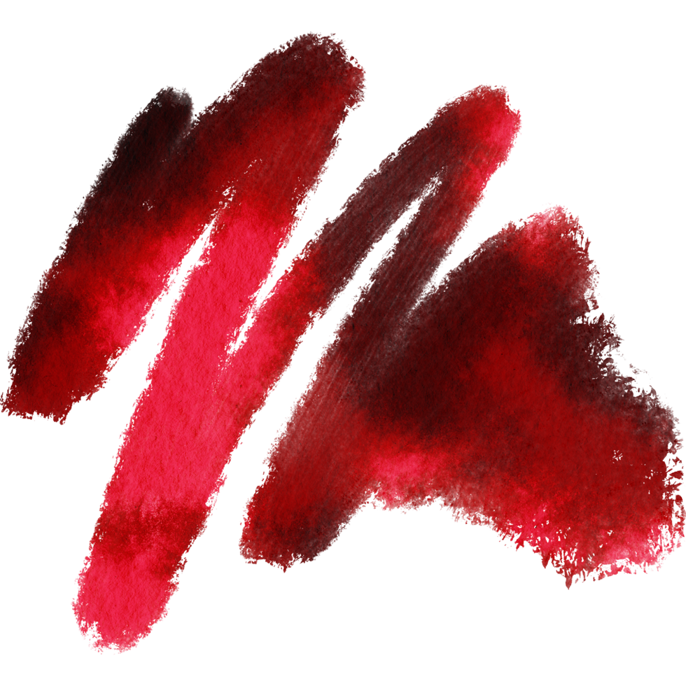 A rugged Red stroke with gritty grunge textures and soft watercolor blending png