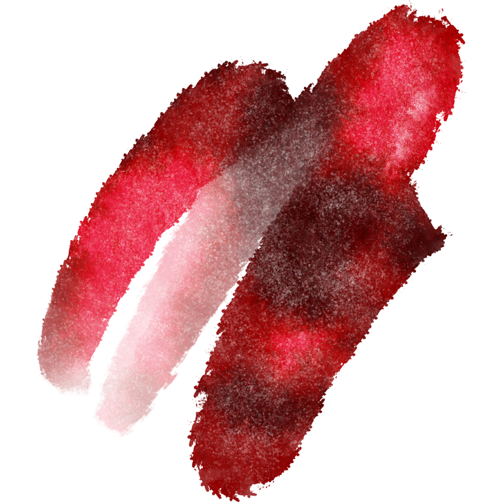 Red stroke with rugged textures and soft watercolor transitions png