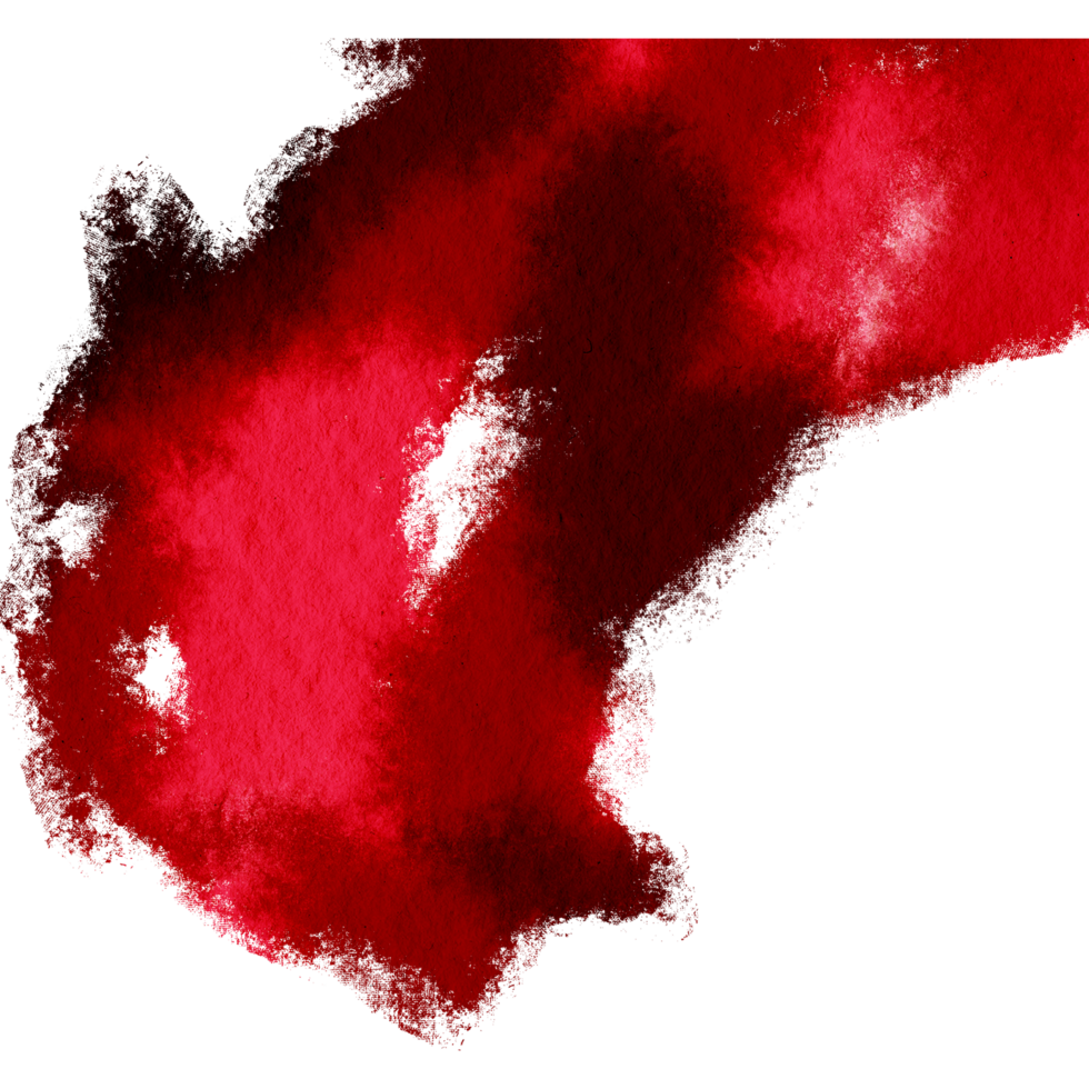 Red brush stroke with rough textures and a soft watercolor effect png