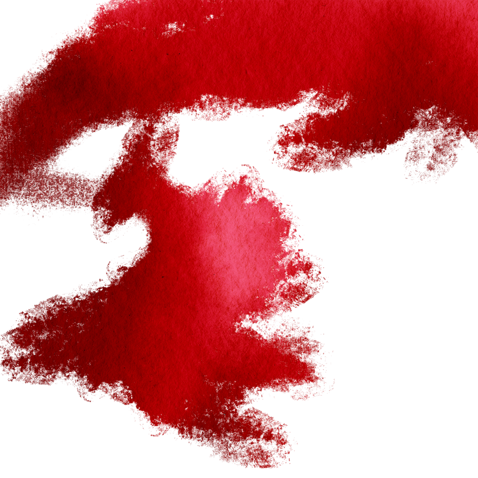 A Red brush stroke with rough textures that merge into smooth soft watercolor gradients png