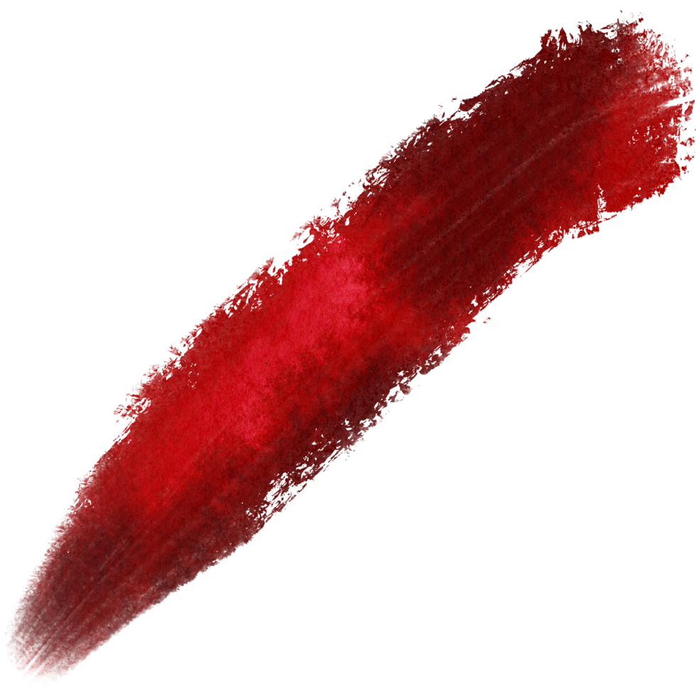 Red brush stroke transitioning from gritty textures into soft watercolor washes png