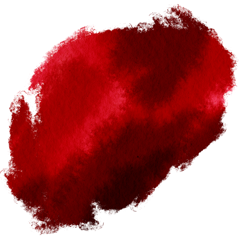 Red stroke fading from rough edges into delicate watercolor tones png