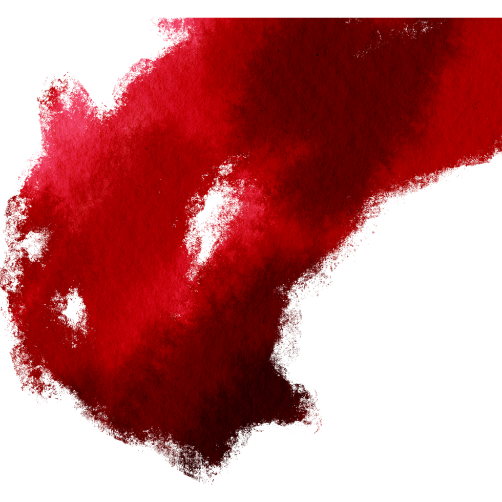 Red stroke fading from rough textures into delicate watercolor tones png