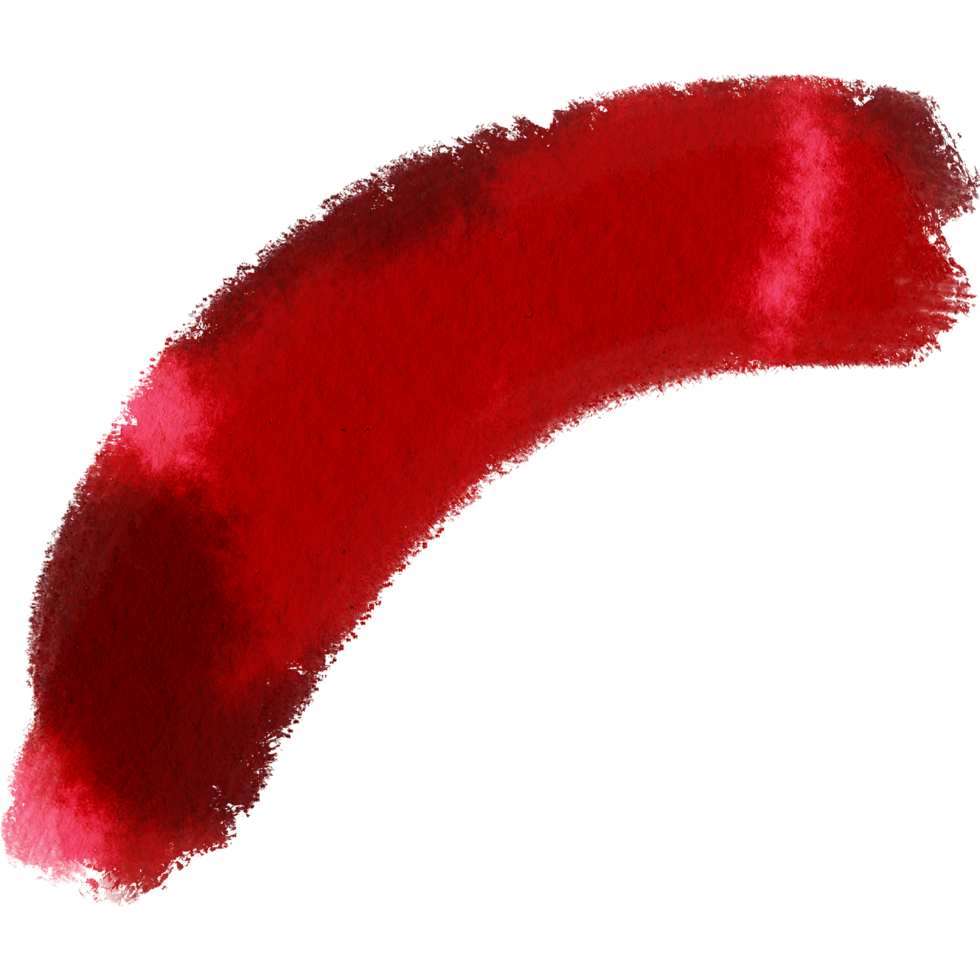 Red stroke fading from rough edges into smooth watercolor gradients png