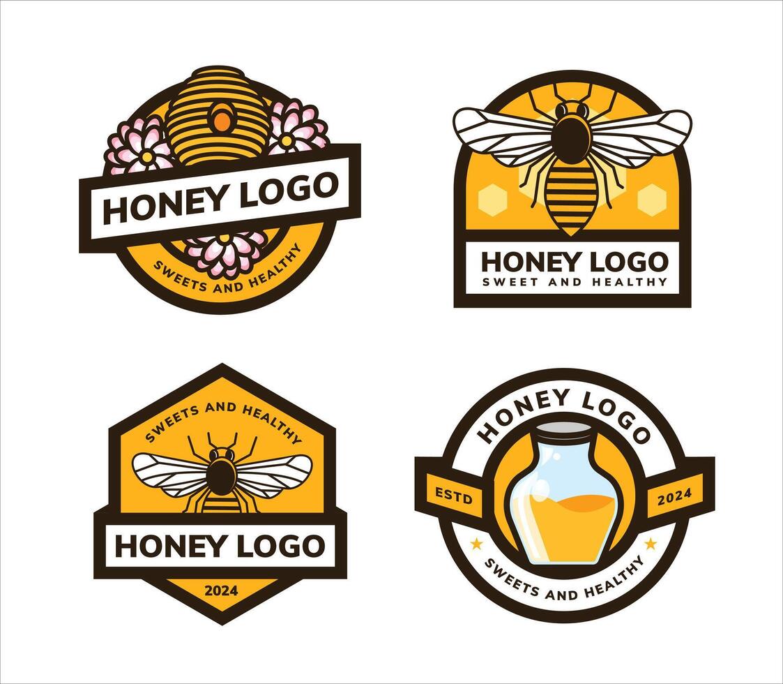 badge and emblem design of honey bee vector