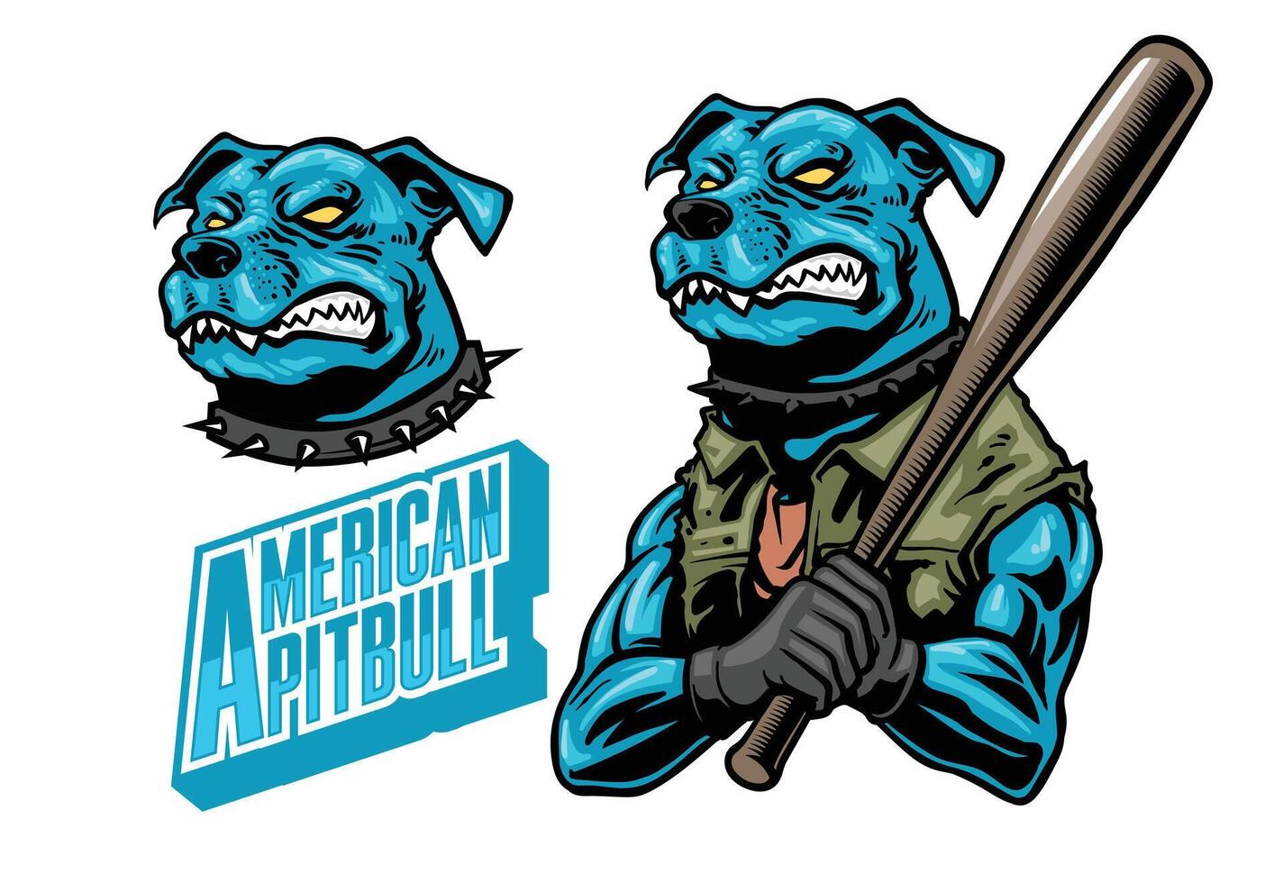 pitbull dog set character vector