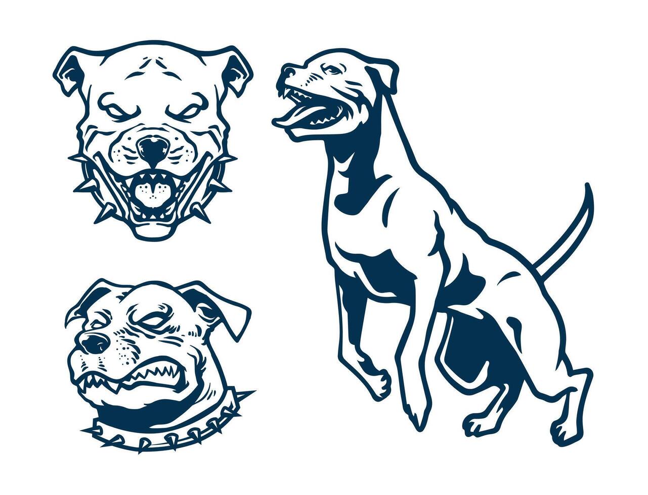 pitbull dog set character vector
