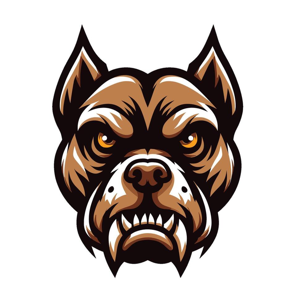 An angry dog head with a big mouth vector