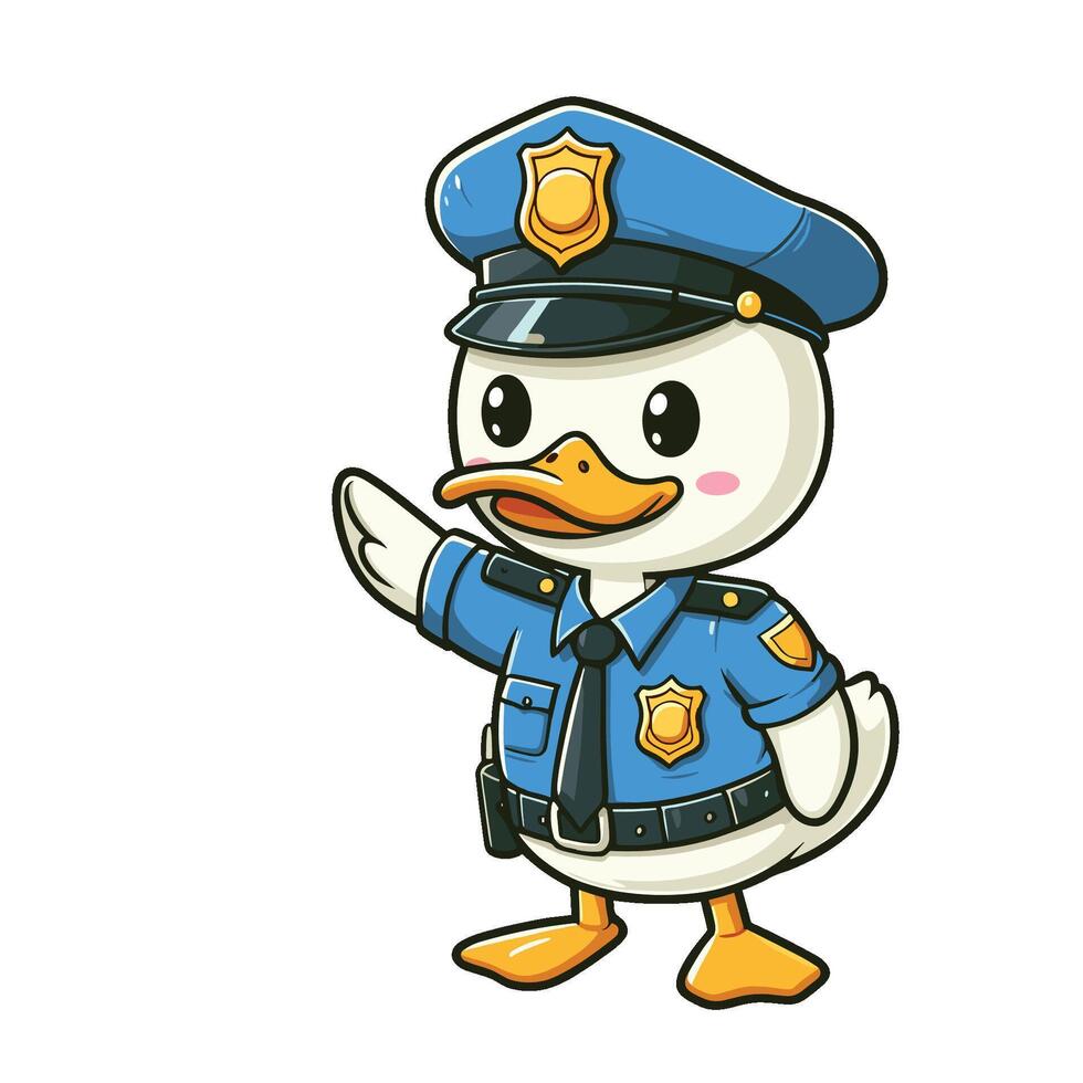 A cartoon duck dressed as a police officer vector