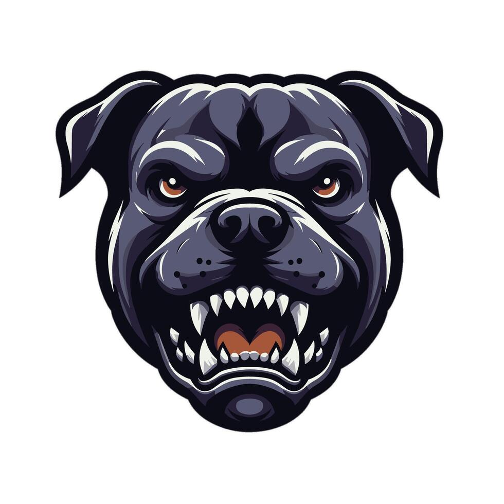 An angry dog head with fangs and teeth vector