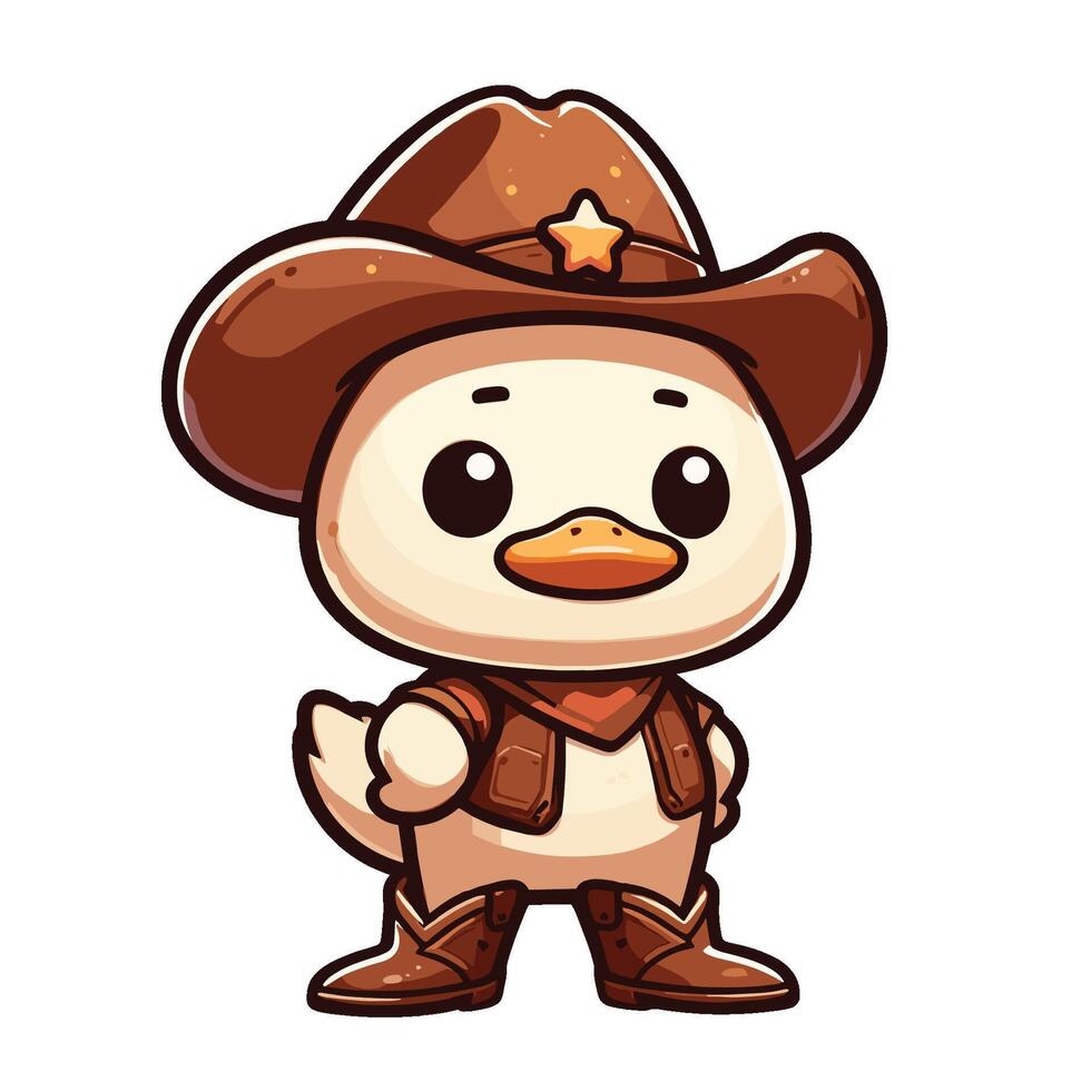 A cartoon duck wearing a cowboy hat vector
