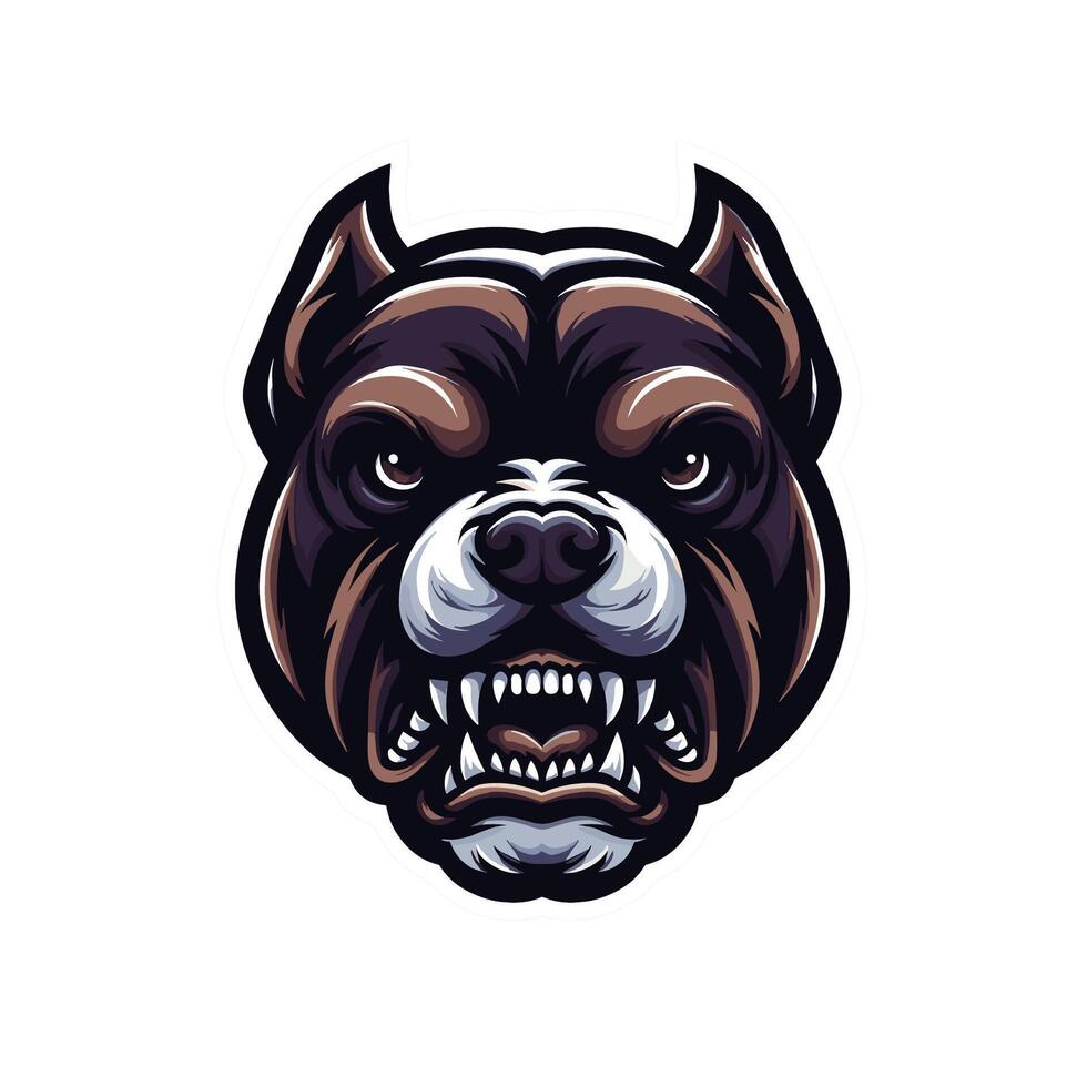 An angry dog head with fangs on a white background vector