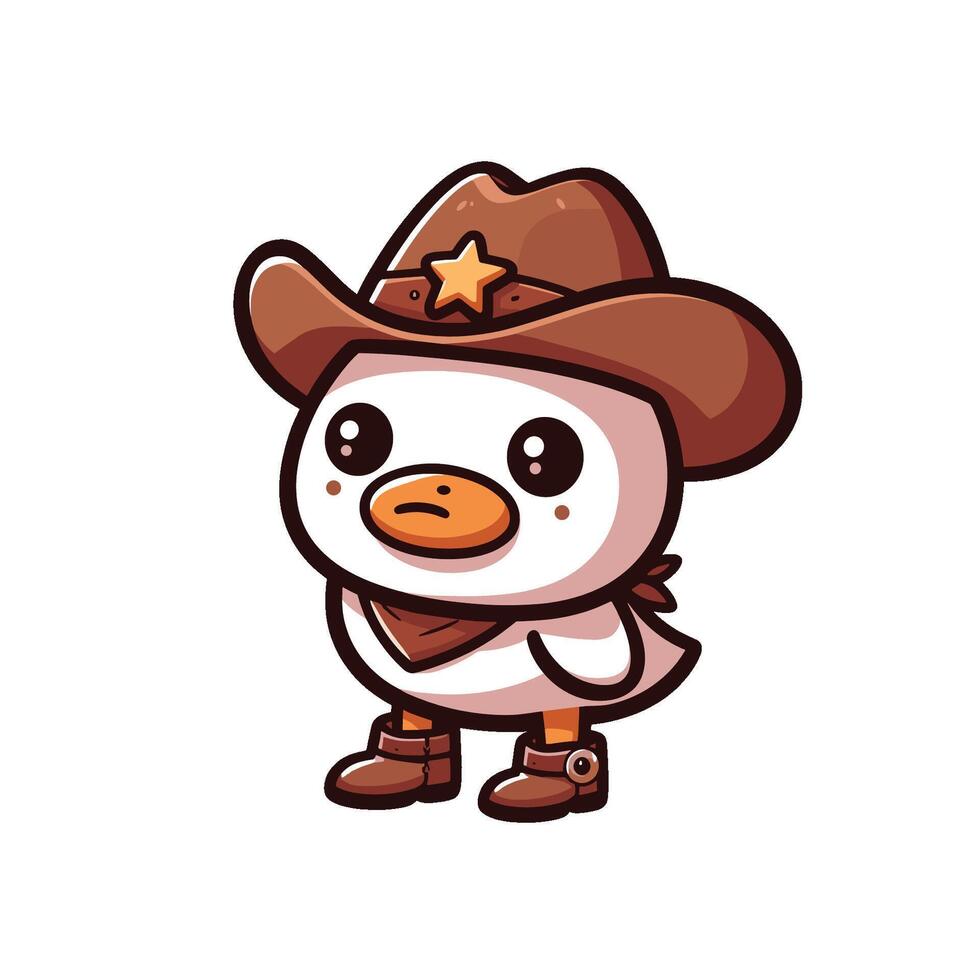 A cartoon duck wearing a cowboy hat vector