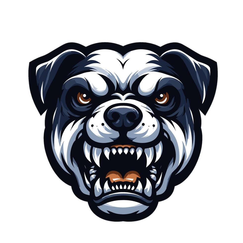 An angry bulldog head with fangs on a white background vector
