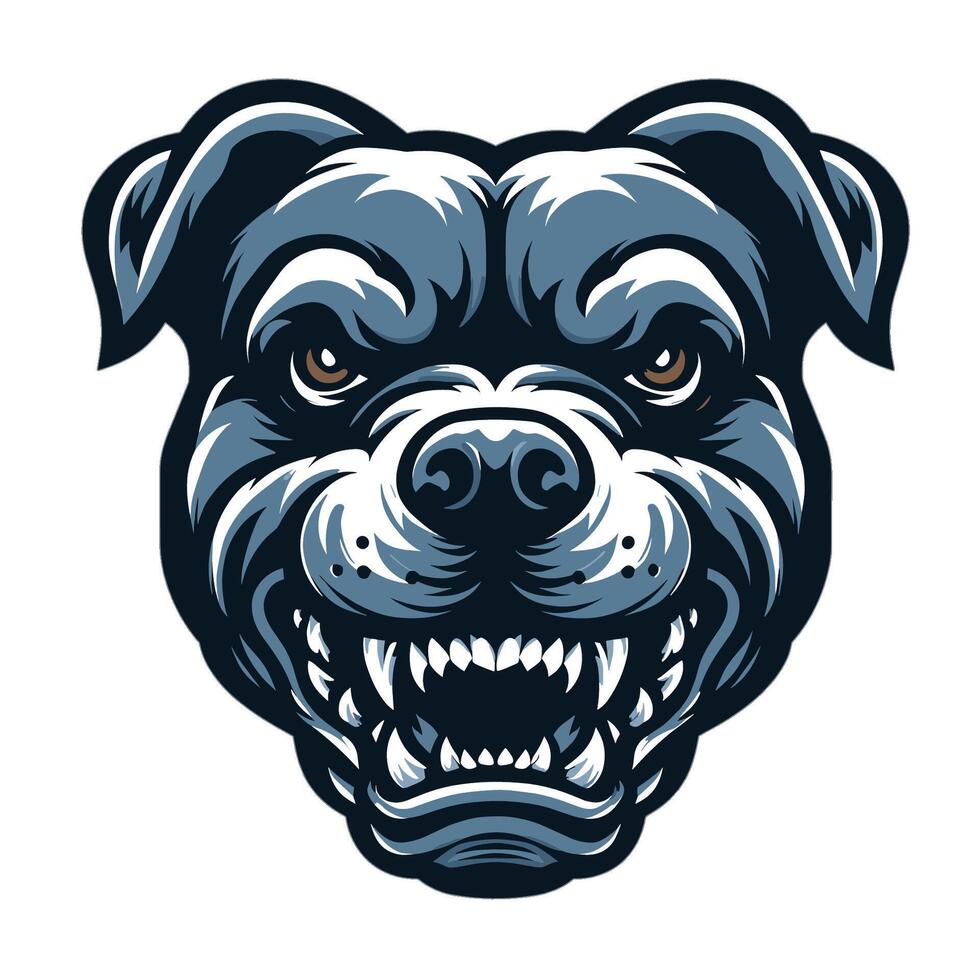 An angry pit bull dog head with its mouth open vector