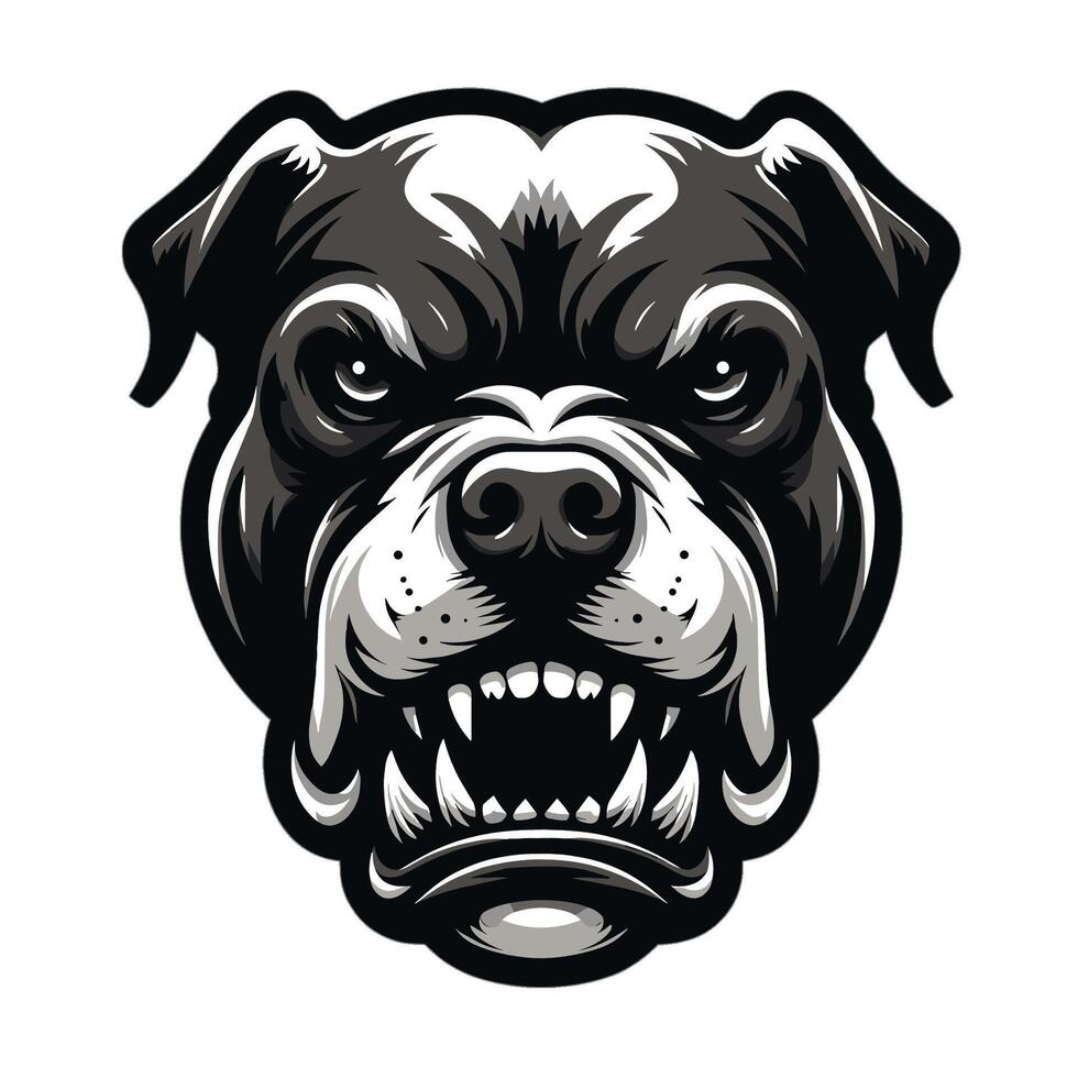 An angry dog head with a big mouth vector