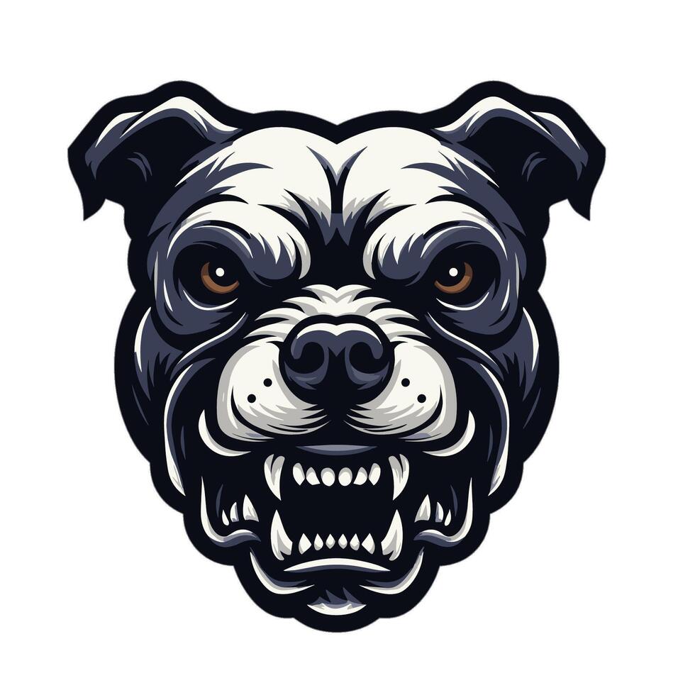 An angry bulldog head with a big mouth vector