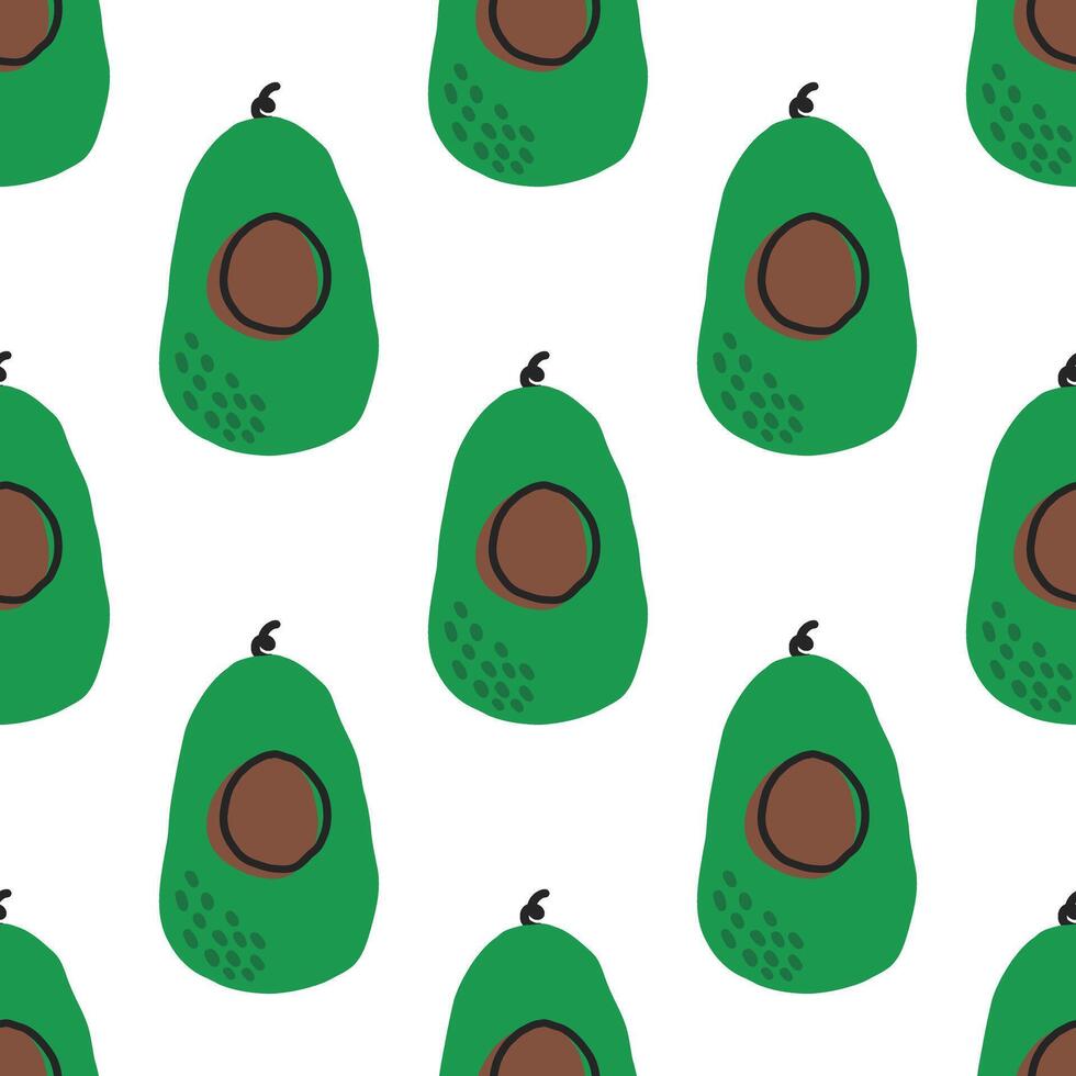 Hand drawn avocado seamless pattern. illustration on a blue background vector